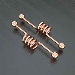 Розовое Золото 316l хирургическая нержавеющая сталь спиральный стержень промышленная штанга хрящ серьги, розовое золото , Длина стержня: 45мм, штифты : 1.6 мм