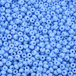 Royal Blue 6/0 Glass Seed Beads, Macaron Color, Round Hole, Round, Royal Blue, 4~4.5x3mm, Hole: 1~1.2mm, about 4500pcs/bag, about 450g/bag.