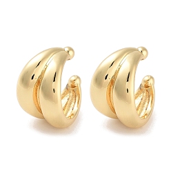 Настоящее золото 18K Латунная серьга манжеты, c-образный, реальный 18 k позолоченный, 13x9 мм