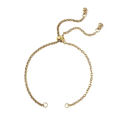 Золотой 304 изготовление браслетов-цепочек из нержавеющей стали, с латунными скользящими бусинами, золотые, 9-1/2 дюйм (24 см)