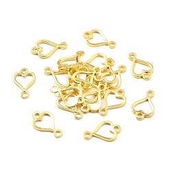 Heart Open Back Bezel Connector Charms, For DIY UV Resin, Epoxy Resin, Pressed Flower Jewelry, Golden, Poker, Heart, 20x12.5x1.5mm, Hole: 2mm