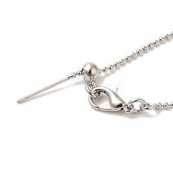 Платина Ожерелья из латунной шариковой цепи, регулируемые слайдерные ожерелья для женщин, платина, 18.27 дюйм (46.4 см)