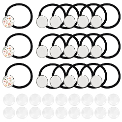 Couleur Acier Inoxydable 20 Pièces de fixation pour élastiques à cheveux en acier inoxydable, avec cabochon en verre 20pcs, couleur inox, 3.5mm, diamètre intérieur: 41.5 mm