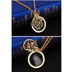 Золотой Колье из сплава с увеличительным стеклом и цветком для женщин, золотые, 18.50 дюйм (47 см)