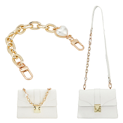 Light Gold Чехол для телефона с имитацией жемчуга в виде сердца, цепочки для ремешков для телефона, держатель для телефона для украшения корпуса телефона своими руками, Сплав с застежкой, золотой свет, 25.4 см, 1шт / коробка