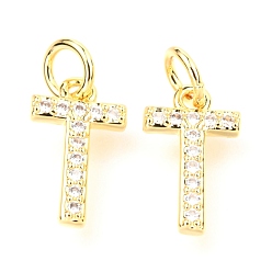 Letter T Messing Mikro ebnen Zirkonia Charme, mit Ringe springen, cadmiumfrei und bleifrei, griechisches Alphabet, echt 18 k vergoldet, letter.t, 12.5x7.5x1.8 mm, Sprungring: 5x0.85 mm, Bohrung: 3.3 mm