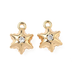 Звезда Латунные микро проложить кубического циркония подвески, без никеля , реальный 18 k позолоченный, звезда, 14x10x6 мм, отверстие : 1.4 мм