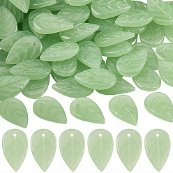 Темный Морско-зеленый 120 кулоны лэмпворк ручной работы, лист, темно-зеленый, 18x11x3.5 мм, отверстие : 1.2 мм