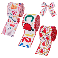 Mixed Shapes 3 рулоны 3 стили полиэфирной ленты, темы возвращения в школу, разнообразные, 2-1/2 дюйм (63 мм), около 5.00 ярдов (4.57 м) / комплект, 1 рулон / стиль
