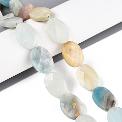 Flower Amazonite Натуральный цветок амазонитовые бусины пряди, Плоско-овальные, граненые, 18x13~13.5x5.5~6 мм, отверстие : 1.2 мм, около 11 шт / нитка, 7.87 дюйм (20 см)