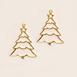 Золотой Подвески на лицевой панели из сплава цинка, для diy уф смолы, эпоксидная смола, Прессованные цветочные украшения, долговечный, рождественская елка, золотые, 43x33x2.5 мм