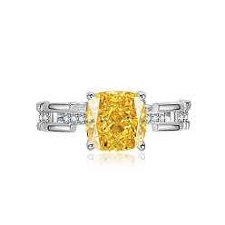 Золотистый Латунь с открытыми кольцами-манжетами из кубического циркония, квадратный, платина, золотые, внутренний диаметр: 15~20 мм