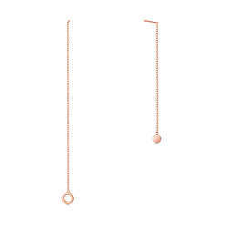 Rose Gold 925 Sterling Silver Ear Studs, Asymmetrical Earrings Ring and Flat Round, Rose Gold, 78~125mm