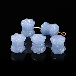 Цветок Резные бусины из натурального ангелита, двойной цветок лотоса, 11.5x15 мм