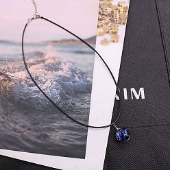 Стрелец Светящийся цинковый сплав и стекло, плоские круглые подвески с созвездием, черные корейские вощеные шнуры, ожерелья, платина, Стрелец, 17.72 дюйм (45 см)