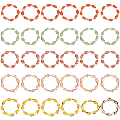 Mixed Color 30Pcs 5 Style Eco-Friendly Alloy Enamel Linking Rings, Twisted, Mixed Color, 31x4mm