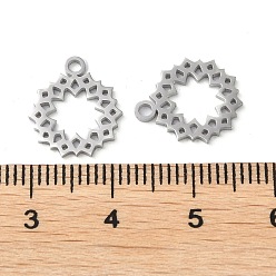 Platinum 304 Stainless Steel Charms, Manual Polishing, Hollow Out Flower, Platinum, 13.5x12x1mm, Hole: 1.6mm