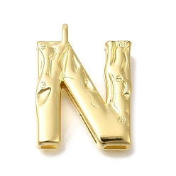 Letter N Стойки обшивки латунные подвески, долговечный, без кадмия и без свинца, реальный 18 k позолоченный, Письмо N, 26x19.5x4.8 мм, отверстие : 2.5x2.8 мм