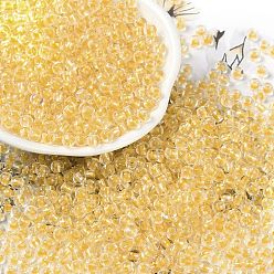 Золотистый Прозрачные внутри цветные стеклянные бусины, круглое отверстие, круглые, золотые, 4x3 мм, отверстие : 1.4 мм, Около 6428 шт / фунт