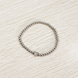 Letter K 304 эластичные браслеты из нержавеющей стали для женщин, сердце с письмом, цвет нержавеющей стали, Письмо K, внутренний диаметр: 2.24 дюйм (5.7 см)