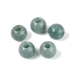 Green Aventurine Natural Green Aventurine European Beads, Smooth Round, Large Hole Beads, 13.5~14x12~13mm, Hole: 5mm