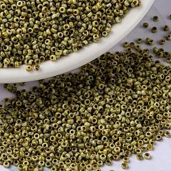 (RR4512) Opaque Yellow Picasso MIYUKI Round Rocailles Beads, Japanese Seed Beads, (RR4512) Opaque Yellow Picasso, 15/0, 1.5mm, Hole: 0.7mm, about 5555pcs/bottle, 10g/bottle