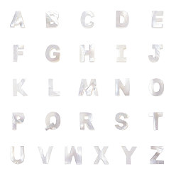 Кремово-белый Естественных пресноводных стеклянные бусы, сверху просверленные бусы, алфавит, Письмо ~ Z, кремово-белые, 10x2.5~11.5x3 мм, отверстие : 0.8 мм, 1 шт / письмо, 26 шт / комплект