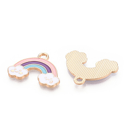 Colorful Alloy Pendants, with Enamel, Rainbow, Light Gold, Colorful, 18x24x2mm, Hole: 3mm