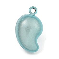 Light Blue Brass Bell Pendants, Magatama, Light Blue, 28x16x17mm, Hole: 3mm