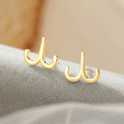 Овен 925 стерлингового серебра серьги стержня, золотые, Овен, 10x10 мм