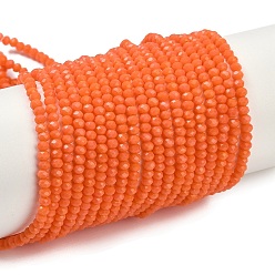Лосось Непрозрачные сплошной цвет стеклянной бусины пряди, имитация нефрита, граненые, рондель, salmon, 3x2 мм, отверстие : 0.8 мм, около 135~140 шт / нитка, 11.81~13.38 дюйм (30~34 см)