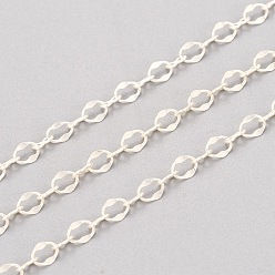Couleur Argent Mat Chaînes de câbles en laiton, soudé, avec bobine, Style mat, mat couleur argent, 4x3x0.2 mm et 3.5x2x0.2 mm, environ 16.4 pieds (5 m)/rouleau