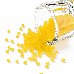 Желтый 12/0 стакан бисер, матового цвета, круглые, круглое отверстие, желтые, 12/0, 2 мм, отверстие : 1 мм, Около 3333 шт / 50 г, 50 г / мешок, 18мешки/2фунты