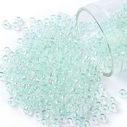 (170) Blue Topaz Dyed Transparent Rainbow Круглые бусины toho, японский бисер, (170) голубой топаз, окрашенный в прозрачную радугу, 8/0, 3 мм, отверстие : 1 мм, Около 10000 шт / фунт
