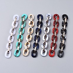 (52) Непрозрачная лаванда Акриловые кабельные цепи ручной работы, с пластиковым соединительным кольцом ccb с покрытием из розового золота, овальные, разноцветные, 39.37 дюйм (100 см), ссылка: 23.5x17.5x4.5мм и 18.5x11.5x4.5мм, 1 м / прядь