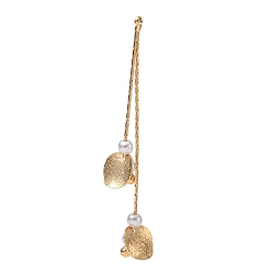 Real 18K Gold Plated Brass Big Pendants, with ABS Imitation Pearl, Flat Round Drop Charms, Real 18K Gold Plated, 64mm, Hole: 1.5mm
