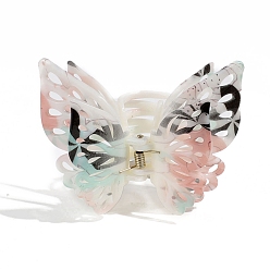Pink Акриловые заколки для волос на когтях, трехслойная полая бабочка, розовые, 75x95 мм