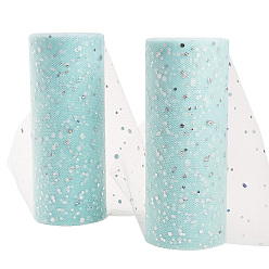 Светло-Синий Сетчатые ленты с блестками и пайетками, тюль ткань, Тюль-рулонная ткань для юбки, голубой, 6 дюйм (15 см), о 25yards / рулон (22.86 м / рулон)