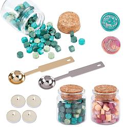 Mixed Color DIY Wax Seal Wax Sealing Stamps Tools Sets, Including Sealing Wax Particles, Candles, Stainless Steel Spoon, Iron Handle Spoon, Mixed Color, Sealing Wax Particles: 180pcs