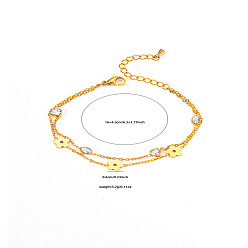 Цветок 304 из нержавеющей стали браслеты многожильных, браслеты для женщин, с кубического циркония, цветок, 6-1/4 дюйм(16см)+45мм