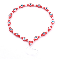 Red Polymer Clay Evil Eye Mobile Straps, with Opaque Acrylic Beads and Nylon Thread, Red, 25.5cm