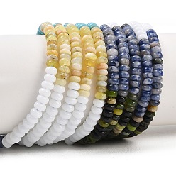 Смешанные камни Нити из стеклянных, синтетических бирюзовых, натуральных содалитовых, натуральных полихромных яшмовых, нефритовых и кварцевых бусин., рондель, разноцветные, 3.7~4.5x2~2.6 мм, отверстие : 0.8~0.9 мм, около 166 шт / нитка, 15.24'' (38.7 см)