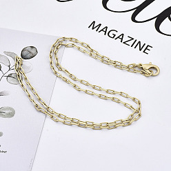 Матовый Золотой Цвет Латунные скрепки, изготовление колье из вытянутой удлиненной кабельной цепочки, с карабин-лобстерами , матовый золотой цвет, 17.71 дюйм (45 см) в длину, ссылка: 5x2x0.7 mm, Перейти кольцо: 4x1 мм