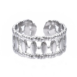 Нержавеющая Сталь Цвет Не тускнеет 304 овальное кольцо-манжета из нержавеющей стали, массивное полое кольцо для женщин, цвет нержавеющей стали, размер США 7 (17.3 мм)