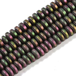 (966) Внутренний цвет Кристалл / Лиловато-лиловый на подкладке Гальванические нити из синтетических немагнитных гематитовых бусин, диск, Heishi бусы, с покрытием цвета радуги, 6x3 мм, отверстие : 1 мм, около 135 шт / нитка, 15.75'' (40 см)
