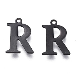 Letter R 304 прелести нержавеющей стали, лазерная резка, алфавит, электрофорез черный, буква r, 12x9x0.8 мм, отверстие : 1 мм