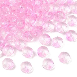 Pearl Pink Two-Tone Transparent Acrylic Beads, Rondelle, with Glitter Powder, Faceted, Pearl Pink, 10x8mm, Hole: 1.6mm, about 980pcs/500g