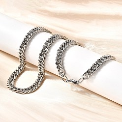 Нержавеющая Сталь Цвет 6мм 304 ожерелья из кубинской цепи из нержавеющей стали для мужчин, не тускнеет, цвет нержавеющей стали, 20.08 дюйм (51 см), ссылка: 9x6x3 mm