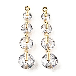 Настоящее золото 18K Латунные микро проложить кубического циркония подвески, без кадмия, без никеля и без свинца, золотые, 28x7x5.5 мм, отверстие : 0.8 мм, 2 шт / комплект