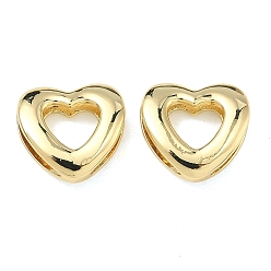 Настоящее золото 18K Латунные кольца для соединения сердечек, долговечный, стойки покрытие, без свинца и без кадмия, реальный 18 k позолоченный, 14.5x15.5x5 мм, отверстие : 11.5x2.5 мм